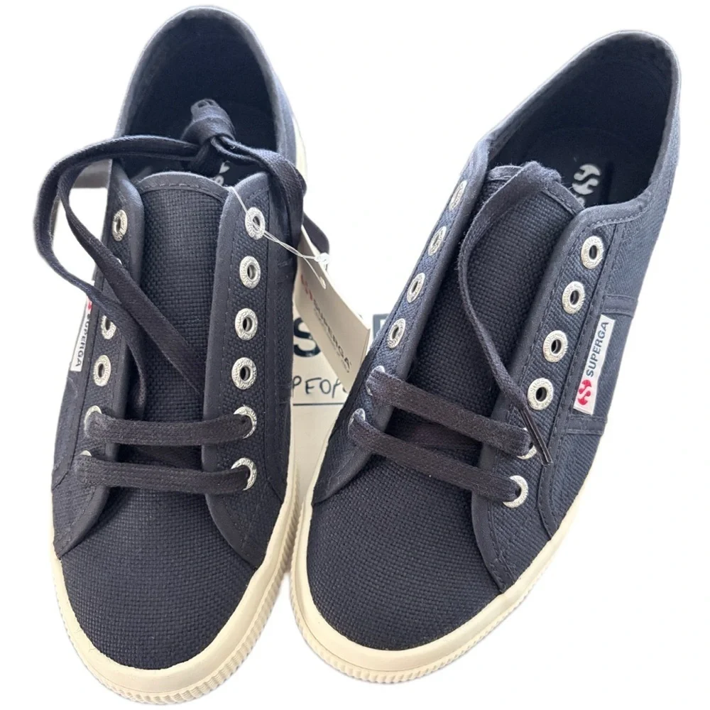 Superga Navy Platform Sneakers - Picture 2 of 7